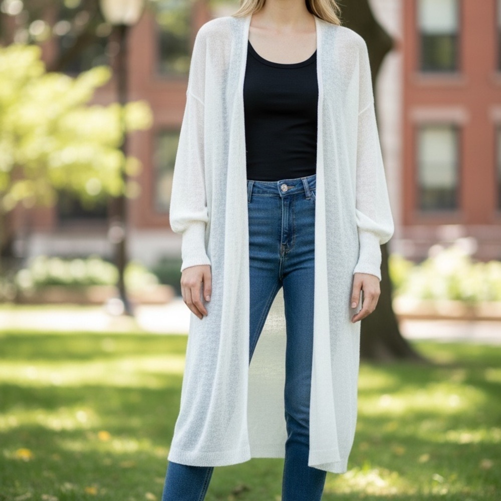 NYDJ White Women's Long Cardigan